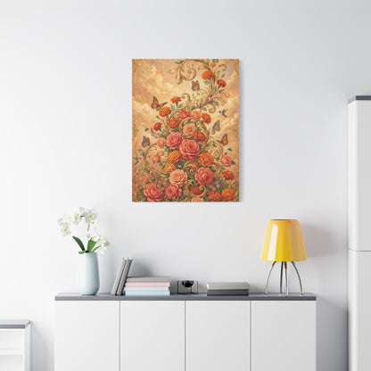Rococo Orange Floral Fantasy Wall Art & Canvas Print