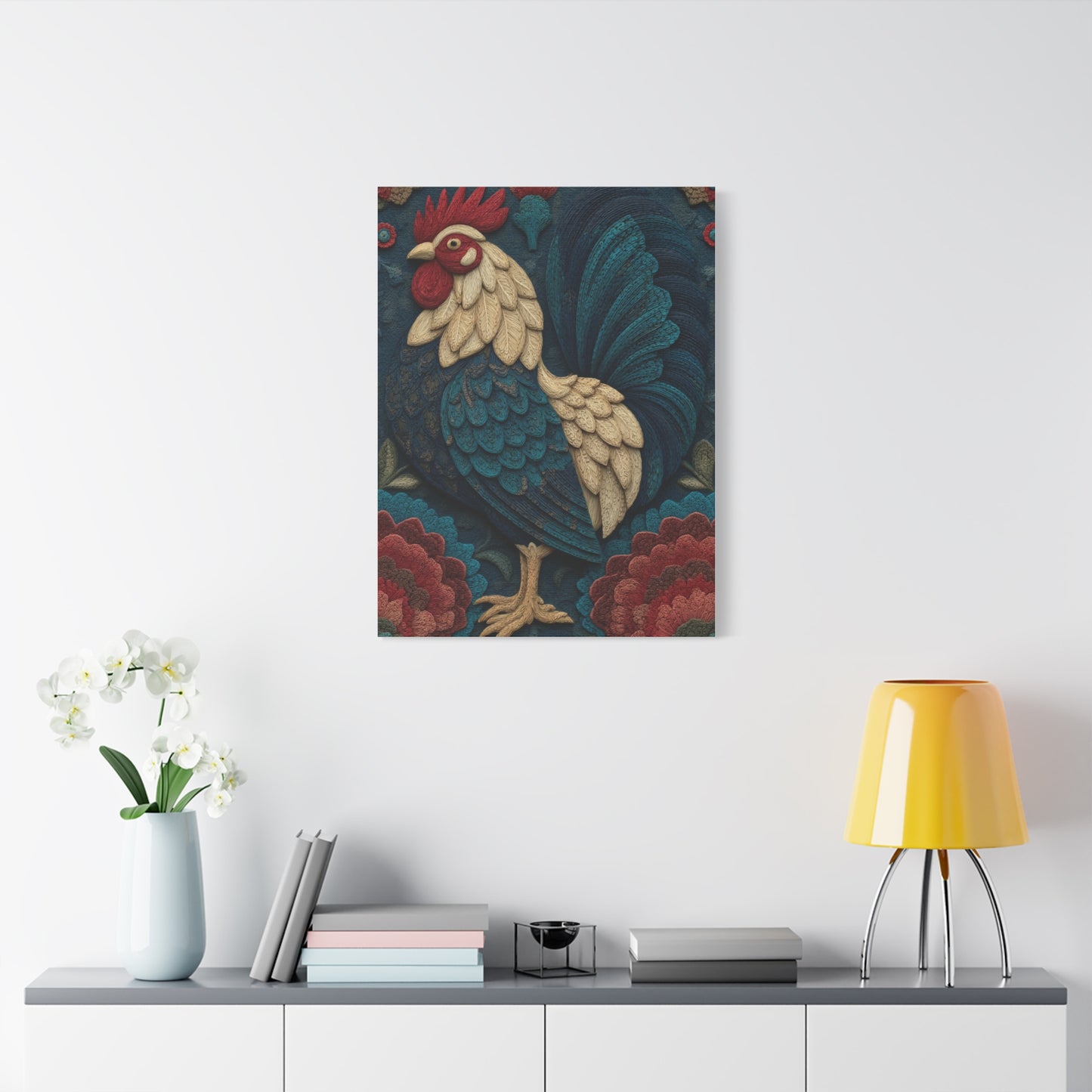 Wycinanki Rooster Folk Ornament Wall Art & Canvas Print