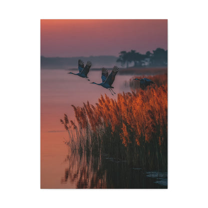 Autumn Marsh Sunrise Geese Wall Art & Canvas Print