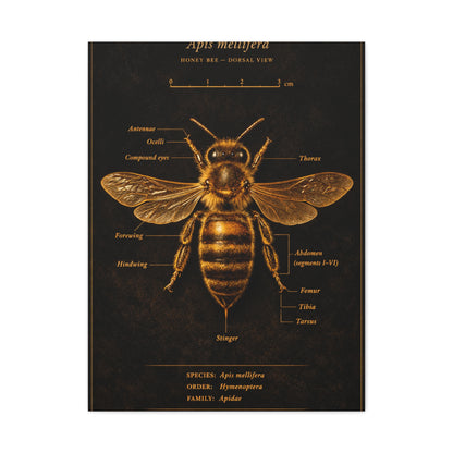 Gold Bee Entomology Study Wall Art & Canvas Print