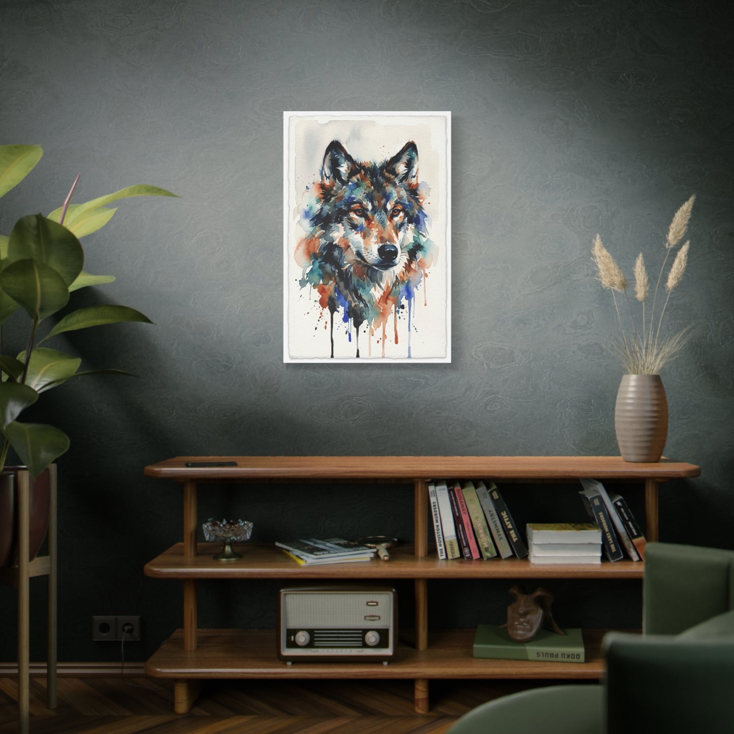 Watercolor Expression Wolf Portrait Abstract Wall Art & Canvas Print