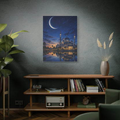 Crescent Moon Mosque Reflection Wall Art & Canvas Print