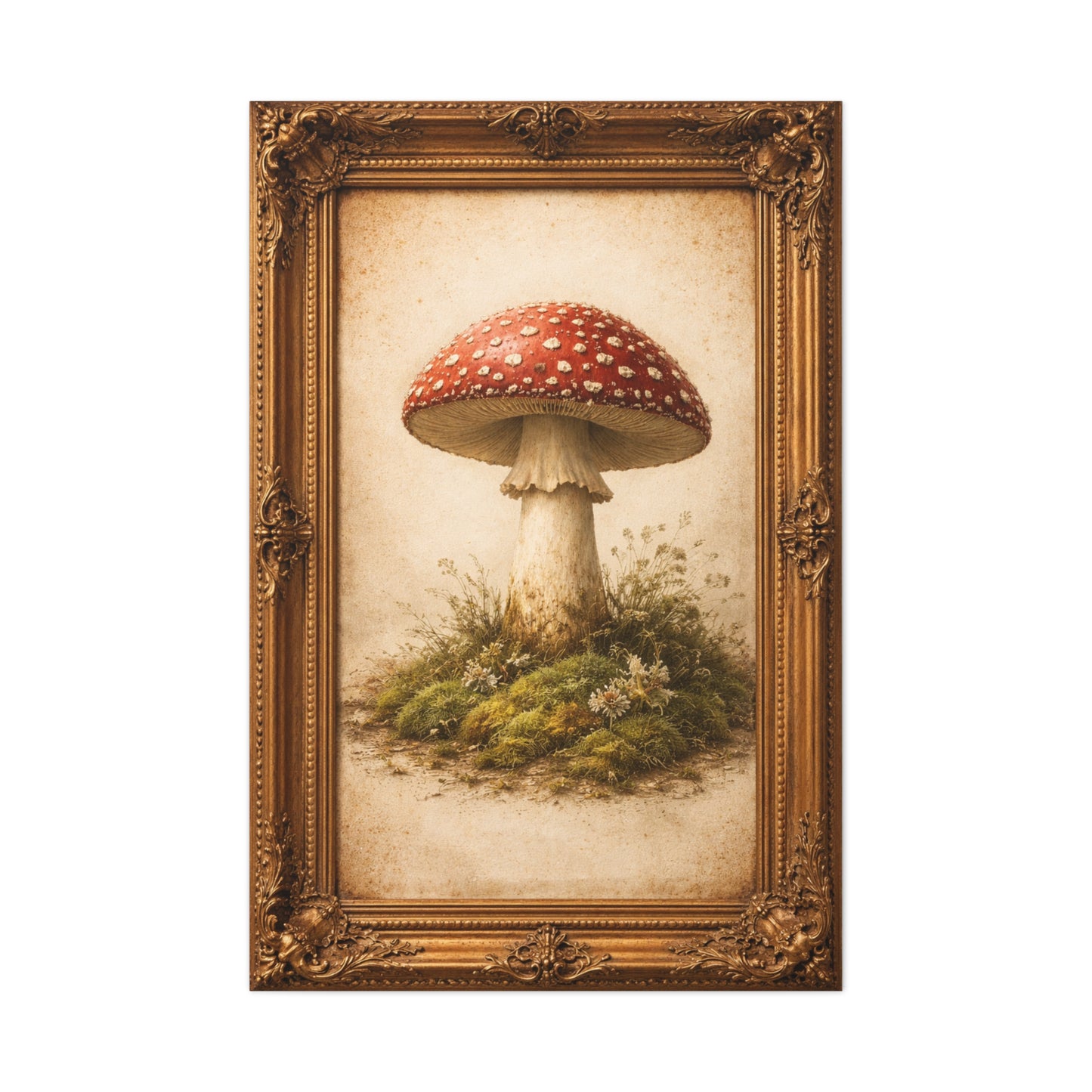 Antique Gold-Framed Amanita Portrait Wall Art & Canvas Print