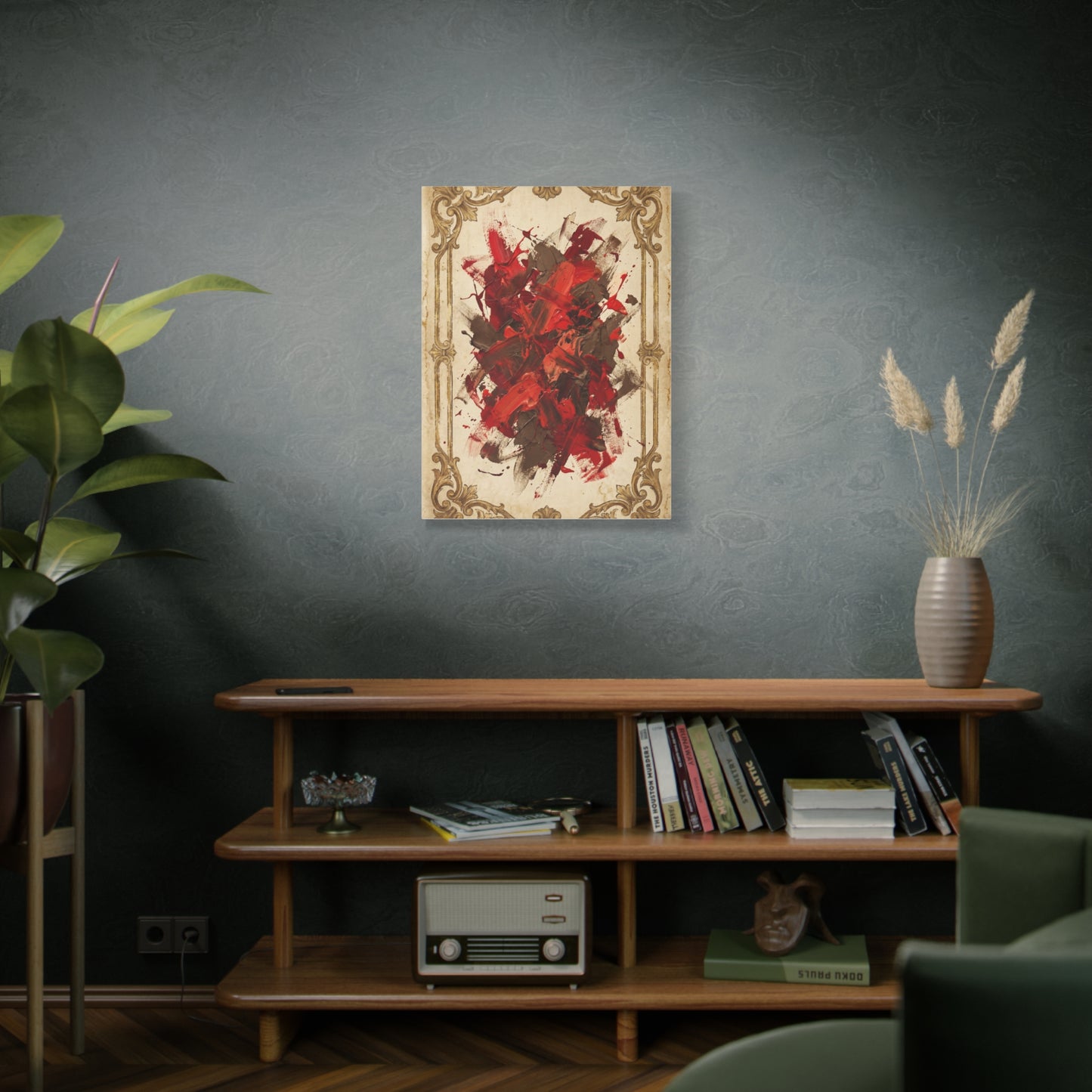 Vintage Framed Red Expressionist Composition Wall Art & Canvas Print