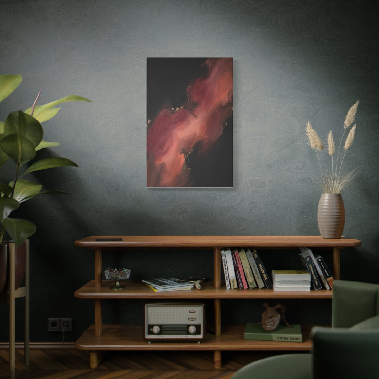 Red and Black Smoky Luxury Abstract Wall Art & Canvas Print