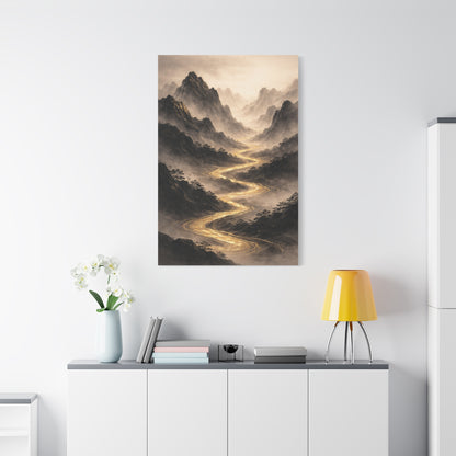 Gold River Mountain Landscape Wall Art & Canvas Print