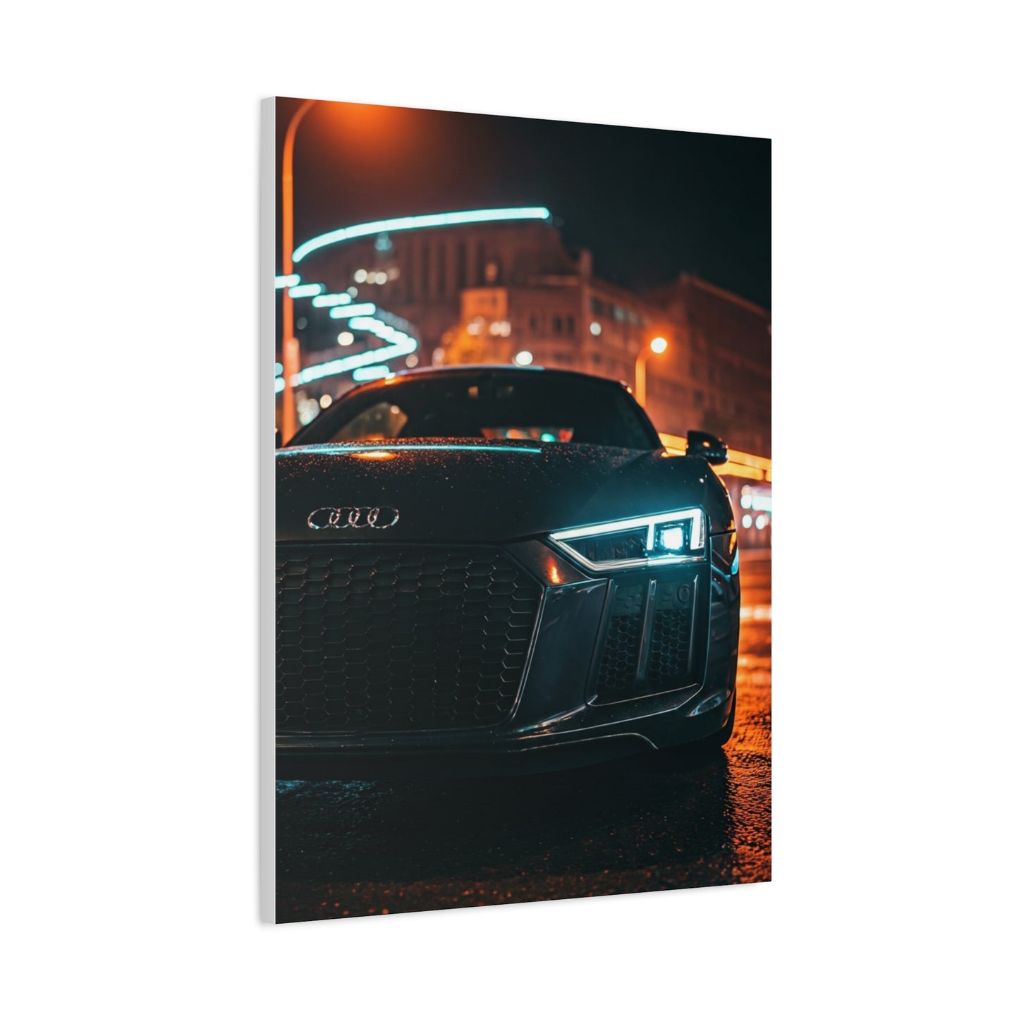 Audi R8 V10 Plus Downtown Night Drive Wall Art & Canvas Prints