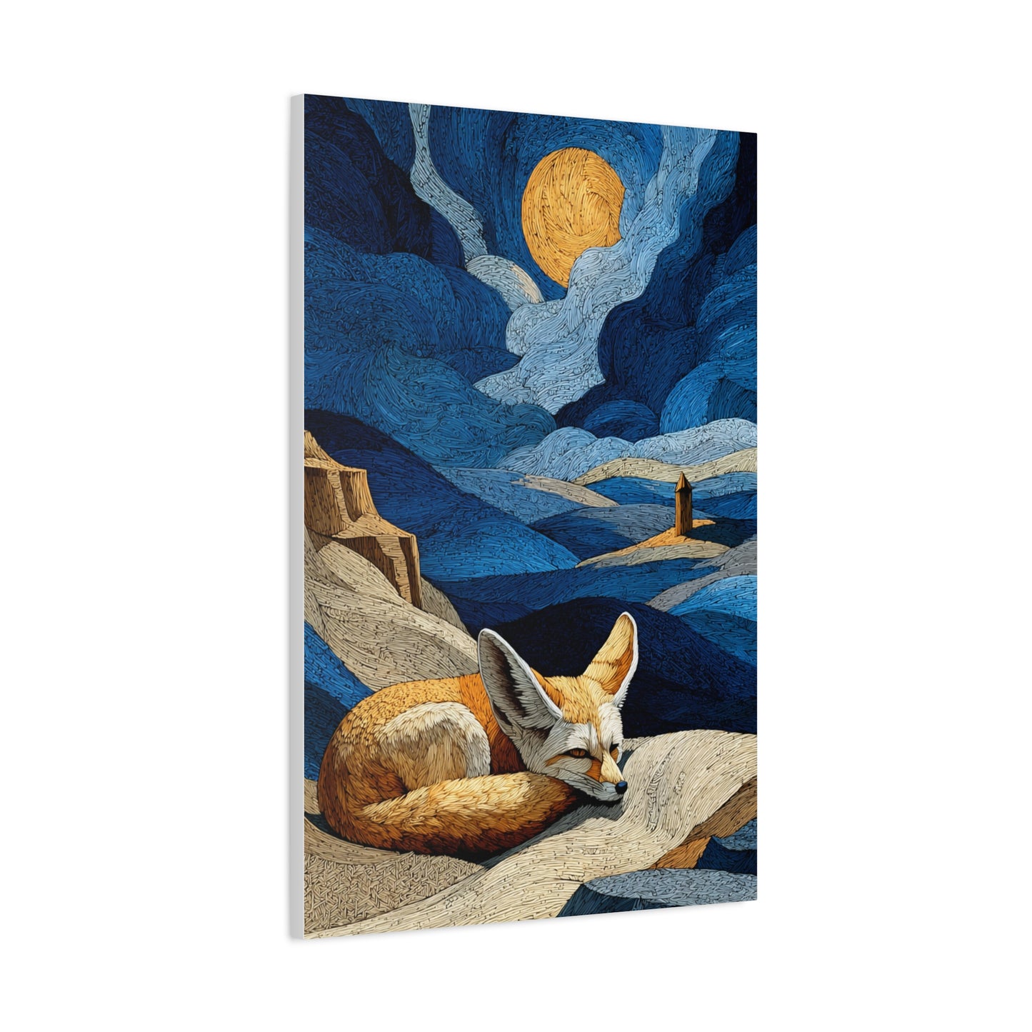 Sleeping Fox Moonlit Landscape Wall Art & Canvas Print