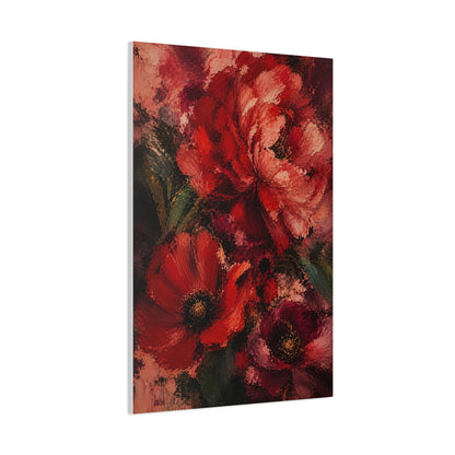 Red Impressionist Floral Composition Wall Art & Canvas Print