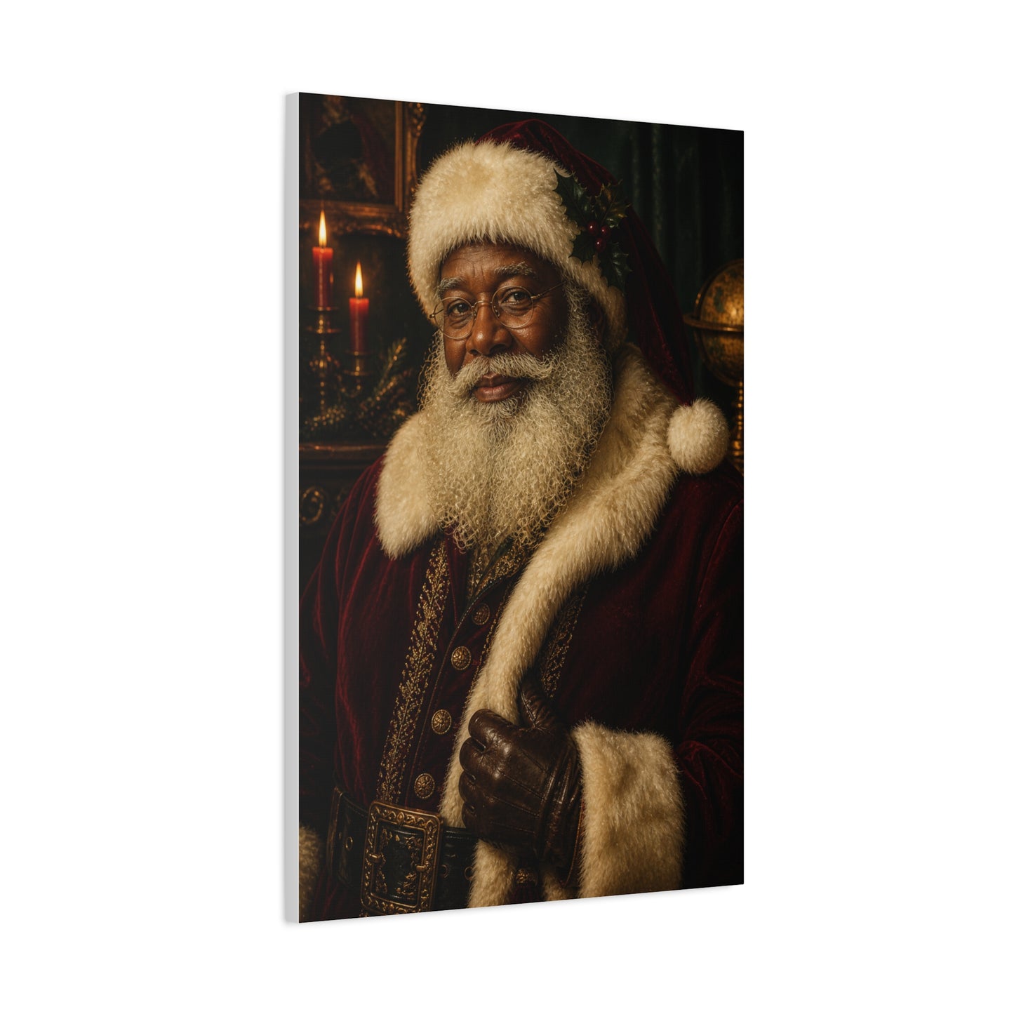 Elegant Black Santa Portrait Wall Art & Canvas Print