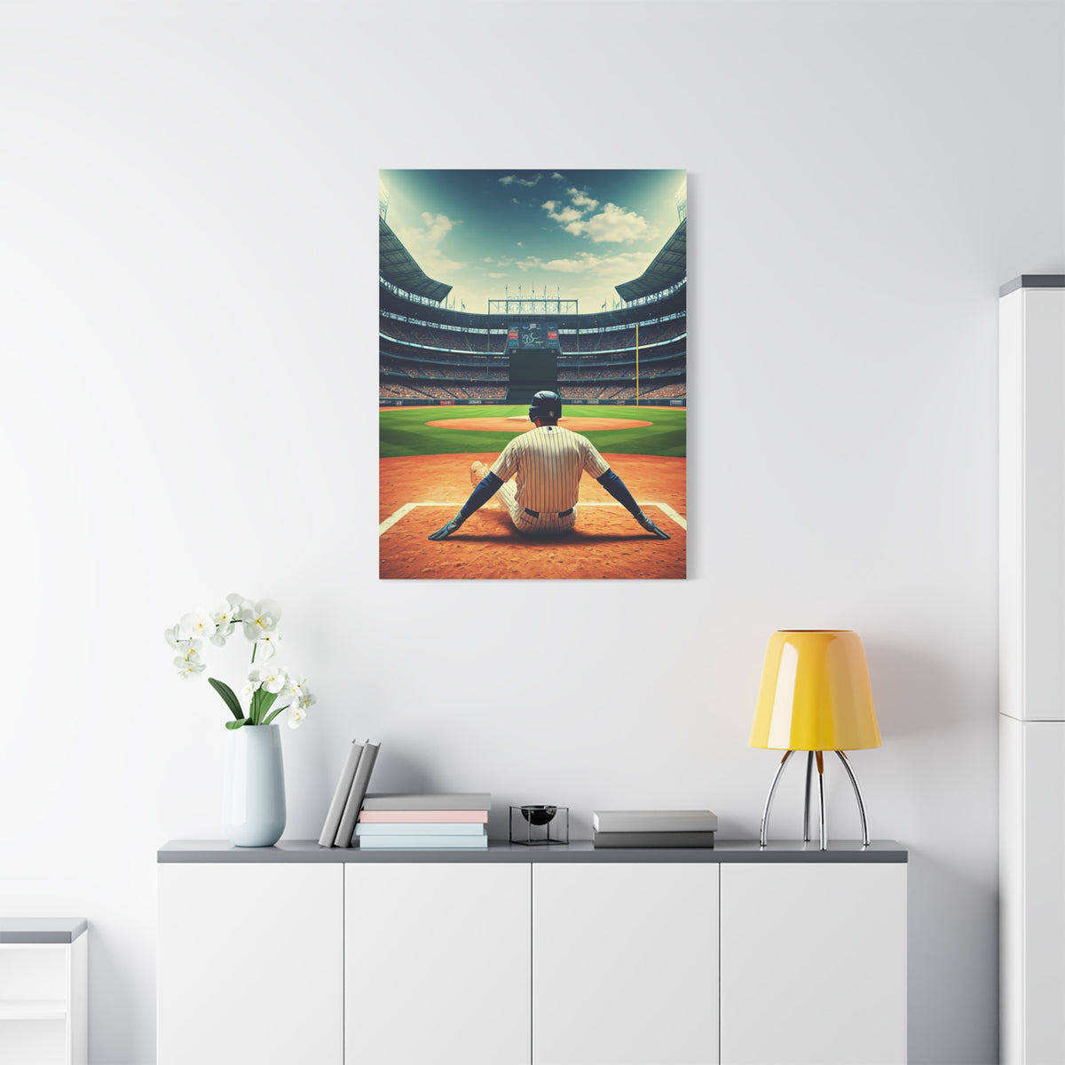 Batter Ready at Home Plate Stadium View Wall Art & Canvas Prints