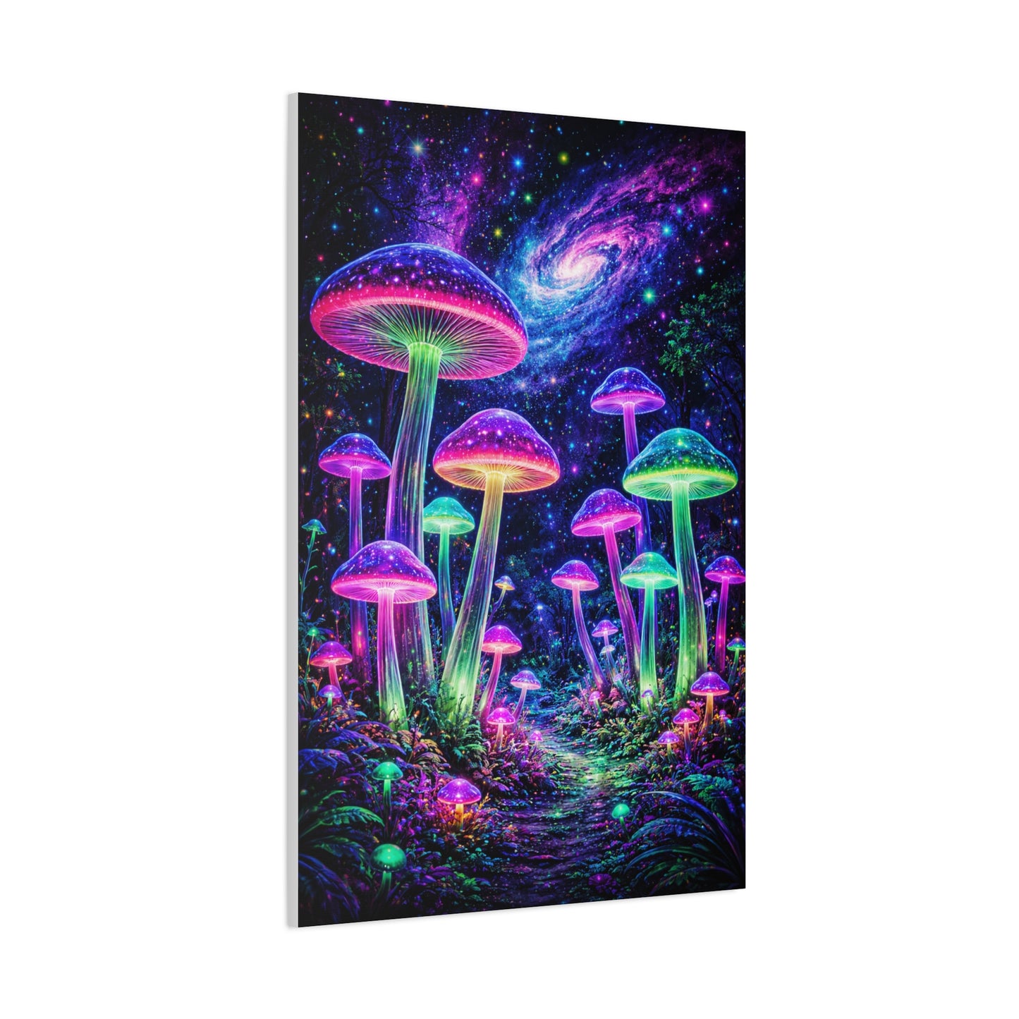Glowing Giant Mushrooms in Midnight Forest Wall Art & Canvas Print