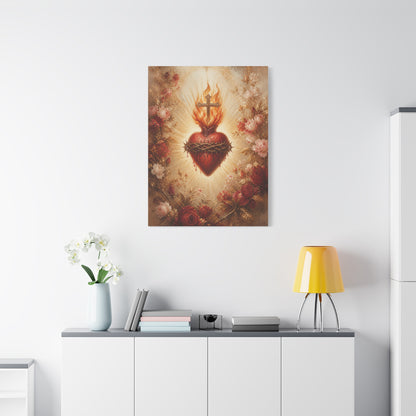 Sacred Heart Floral Devotional Wall Art & Canvas Print