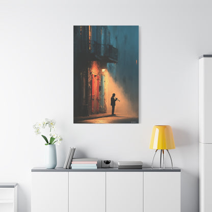 French Quarter Trumpet Silhouette Wall Art & Canvas Print