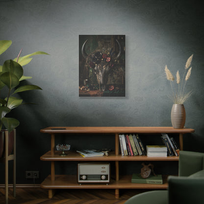 Western Gothic Bull Skull Floral Still Life Wall Art & Canvas Print