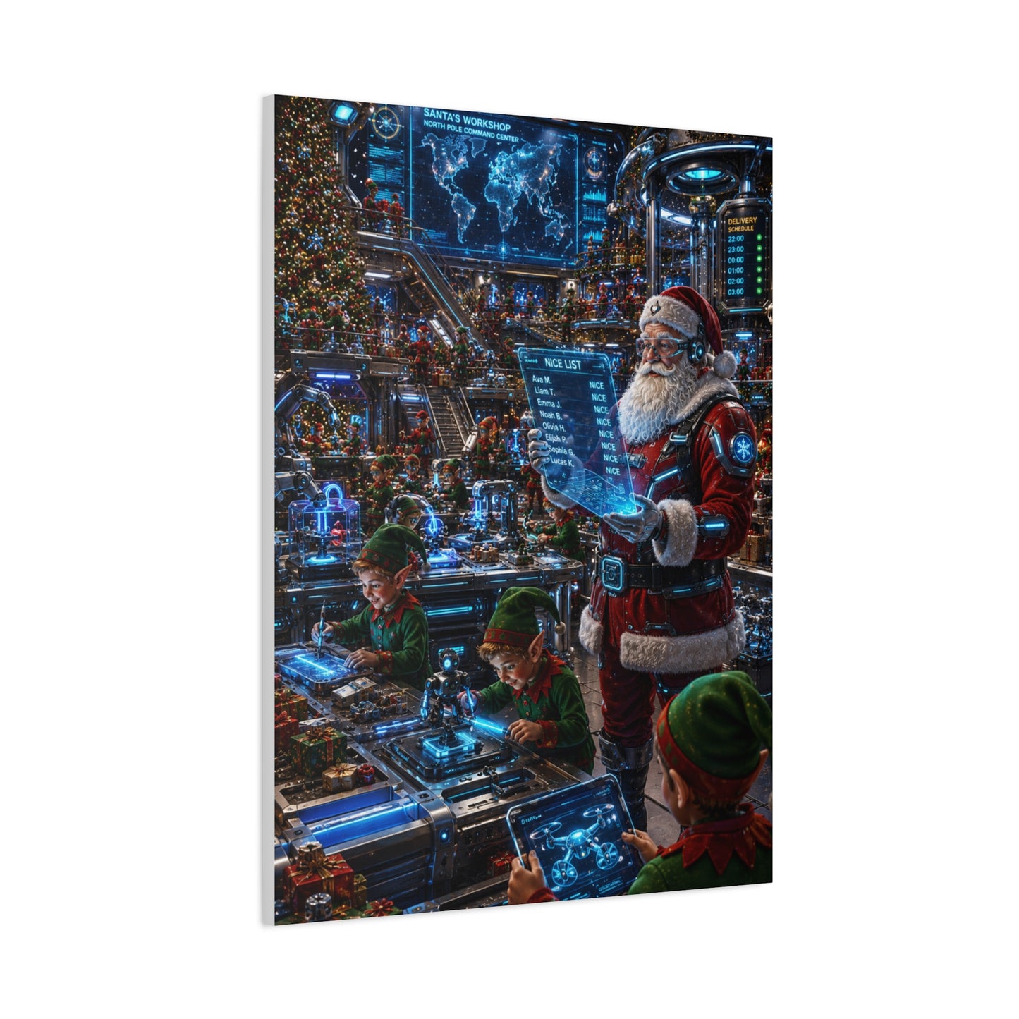 Futuristic Santa Workshop Wall Art & Canvas Print