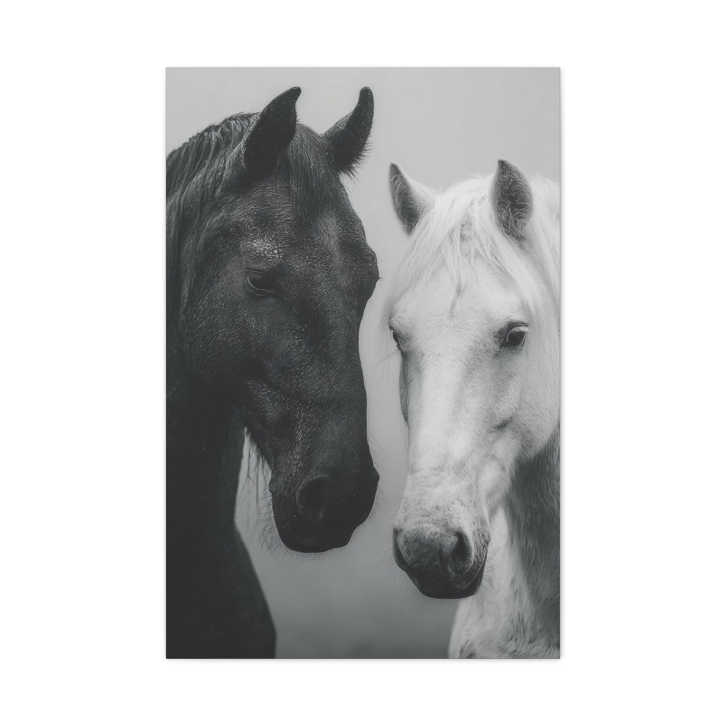 Intimate Dual Horse Monochrome Wall Art & Canvas Print