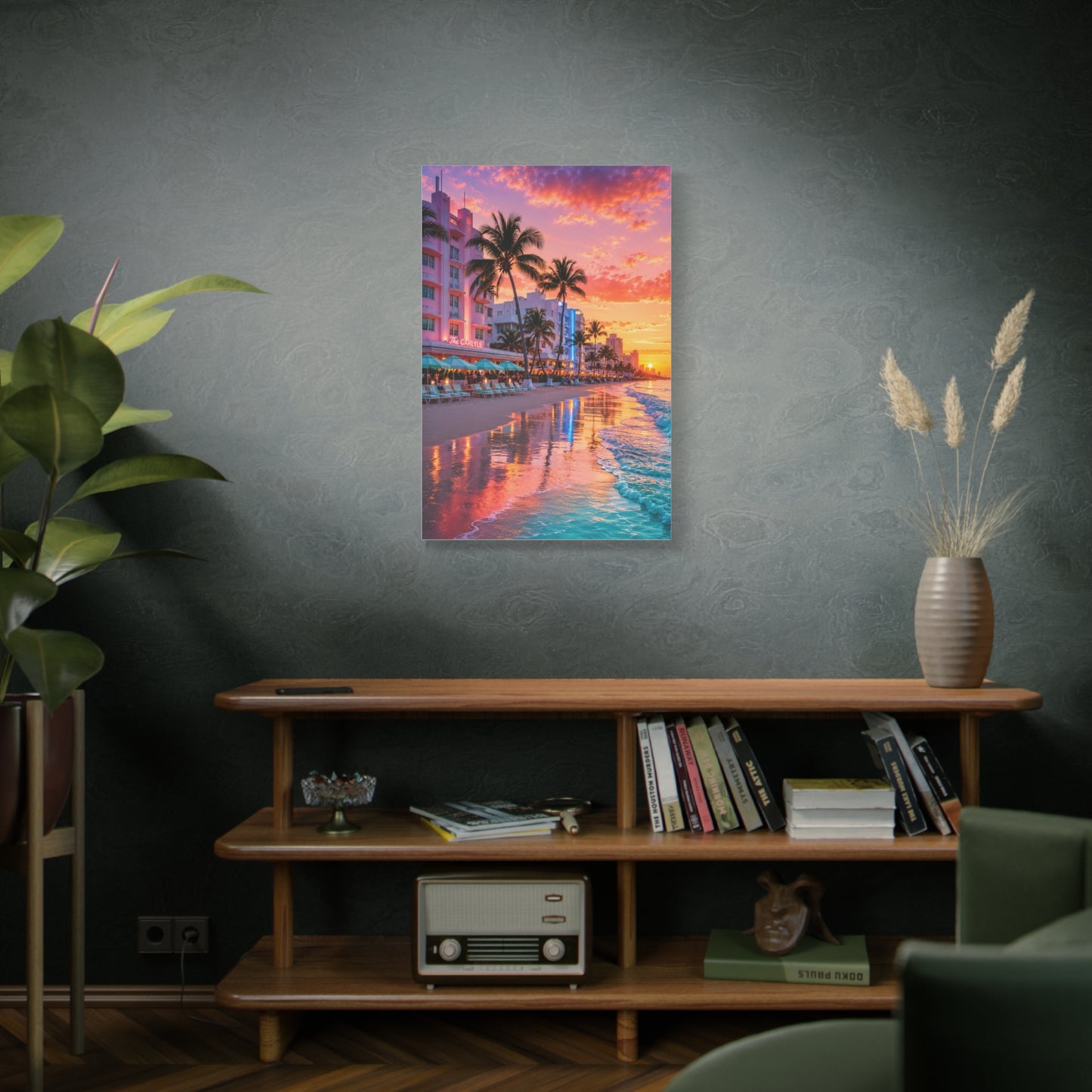 Miami Beach Art Deco Sunset Wall Art & Canvas Print