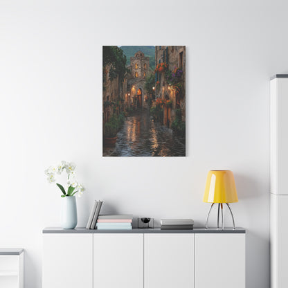 Tuscan Village Rain Street Wall Art & Canvas Print