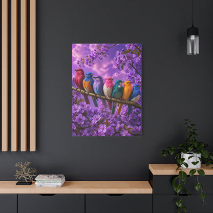 Vibrant Blossom Birds Garden Wall Art & Canvas Print
