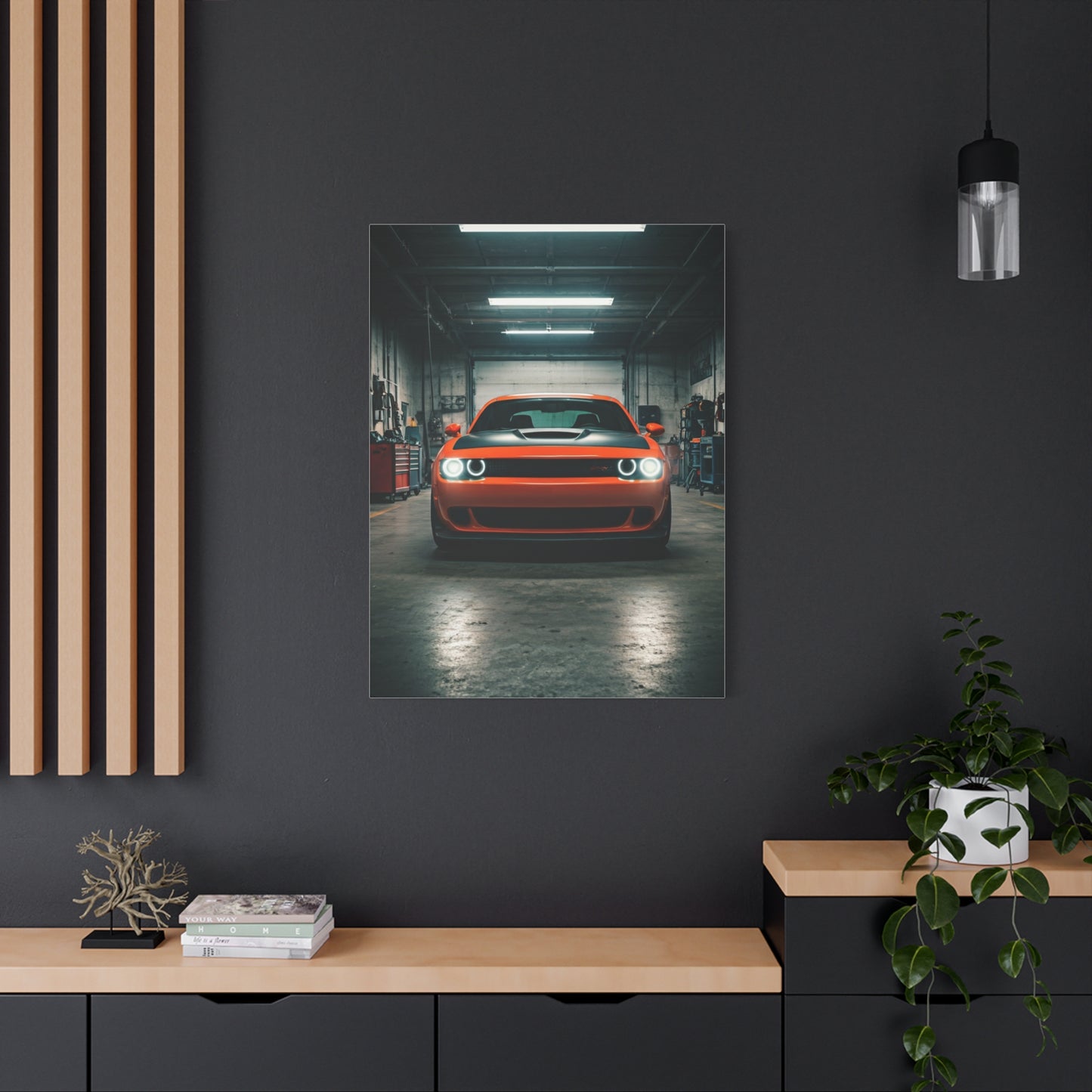 Dodge Challenger Demon Industrial Garage Presence Wall Art & Canvas Prints