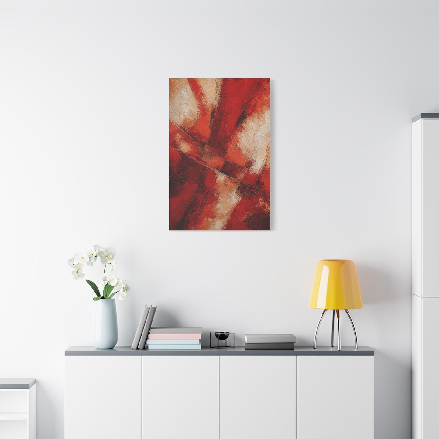 Textured Red Cross Pattern Abstraction Wall Art & Canvas Print