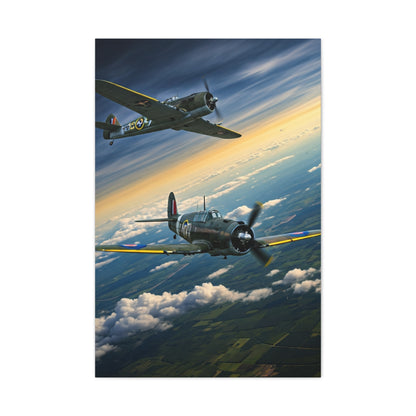 Vintage Warplanes Above the Clouds Wall Art & Canvas Prints