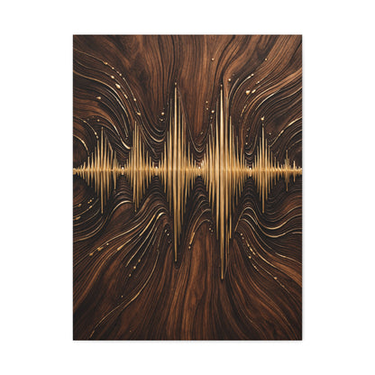 Golden Acoustic Wave Wood Composition Wall Art & Canvas Print