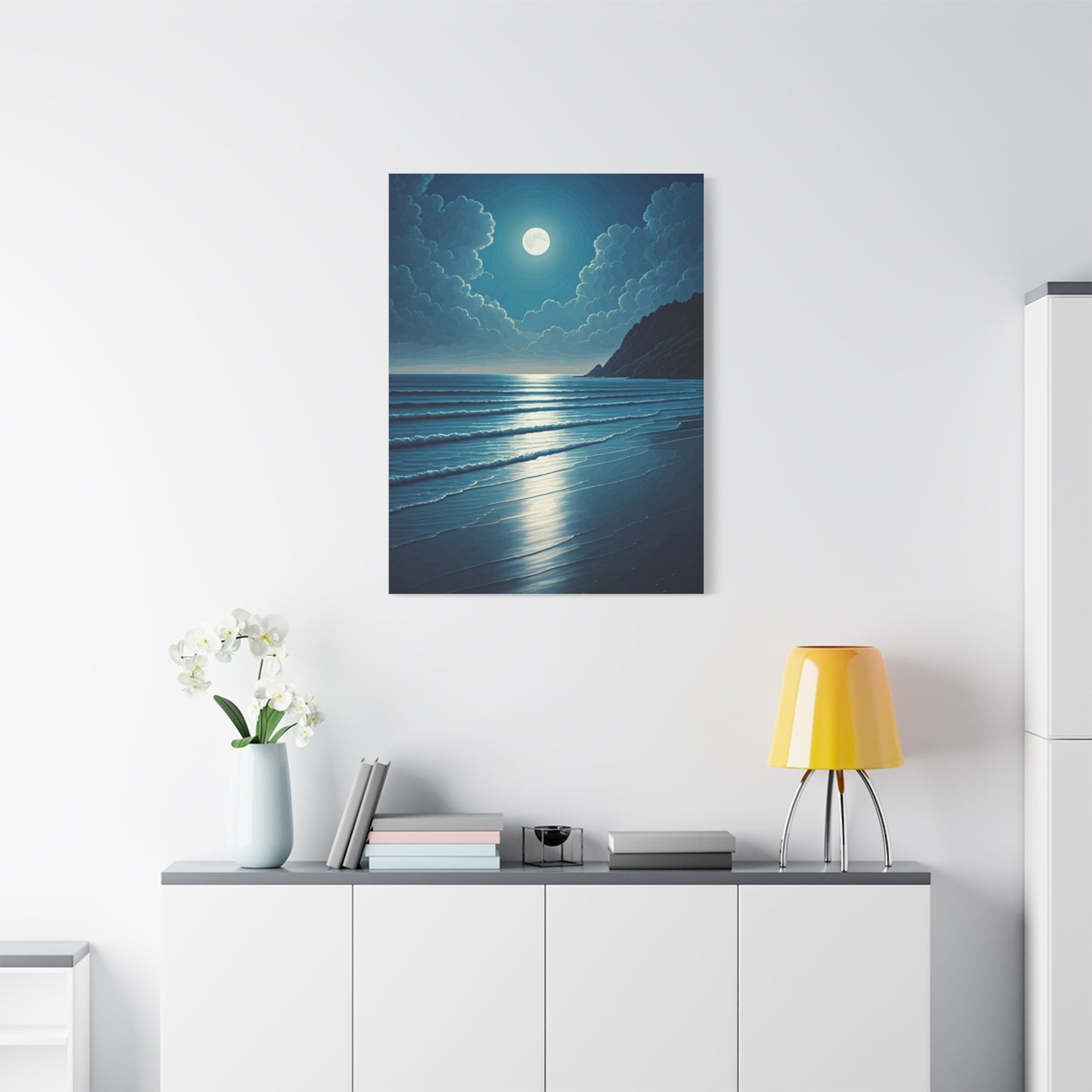 Moonlit Ocean Horizon Night Wall Art & Canvas Prints