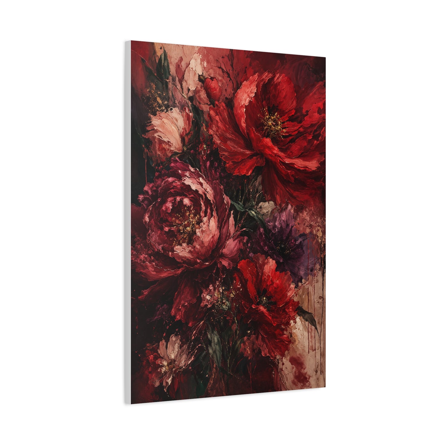 Red Floral Expressionist Painting Wall Art & Canvas Print