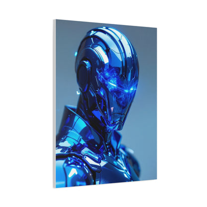 Futuristic Blue Chrome Figure Wall Art & Canvas Prints