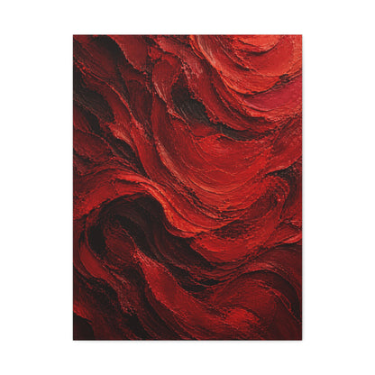 Crimson Wave Impasto Texture Wall Art & Canvas Print