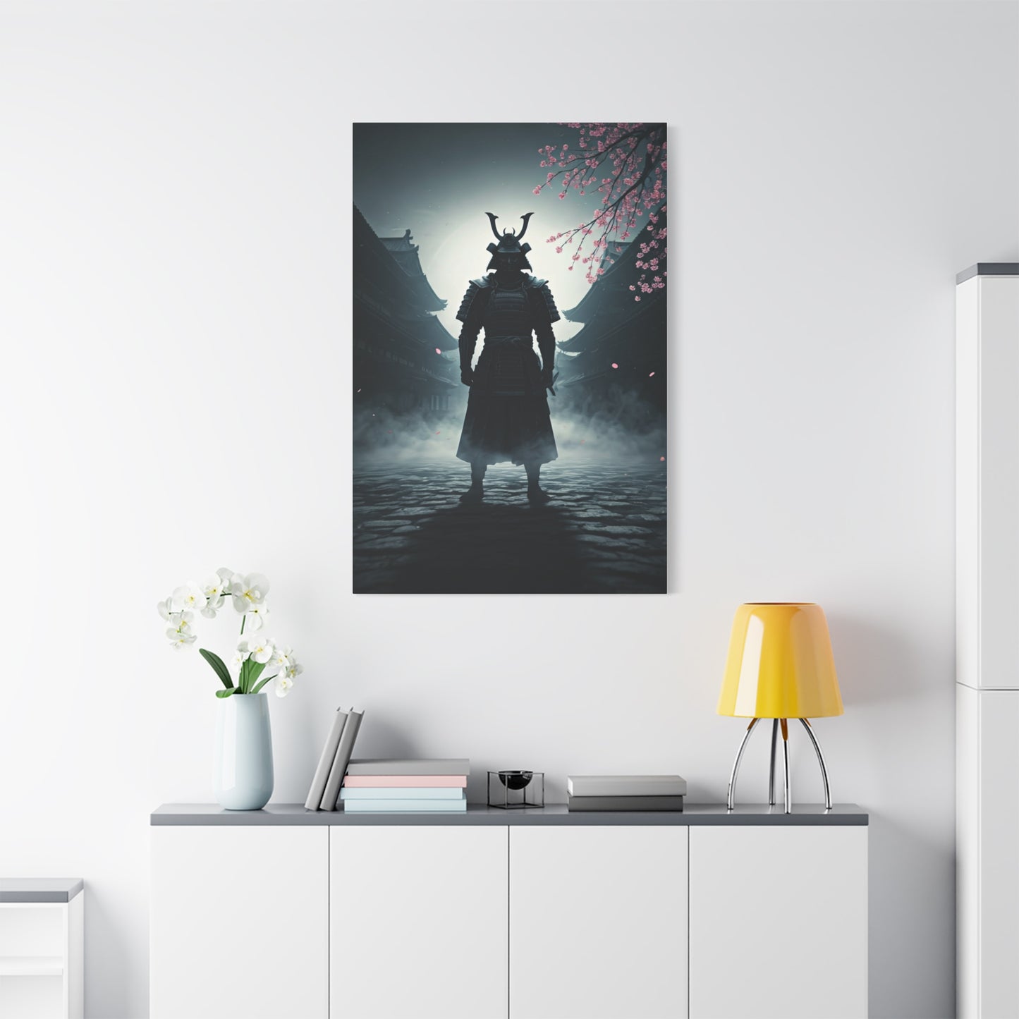 Samurai in the Misty Street Wall Art & Canvas Prints