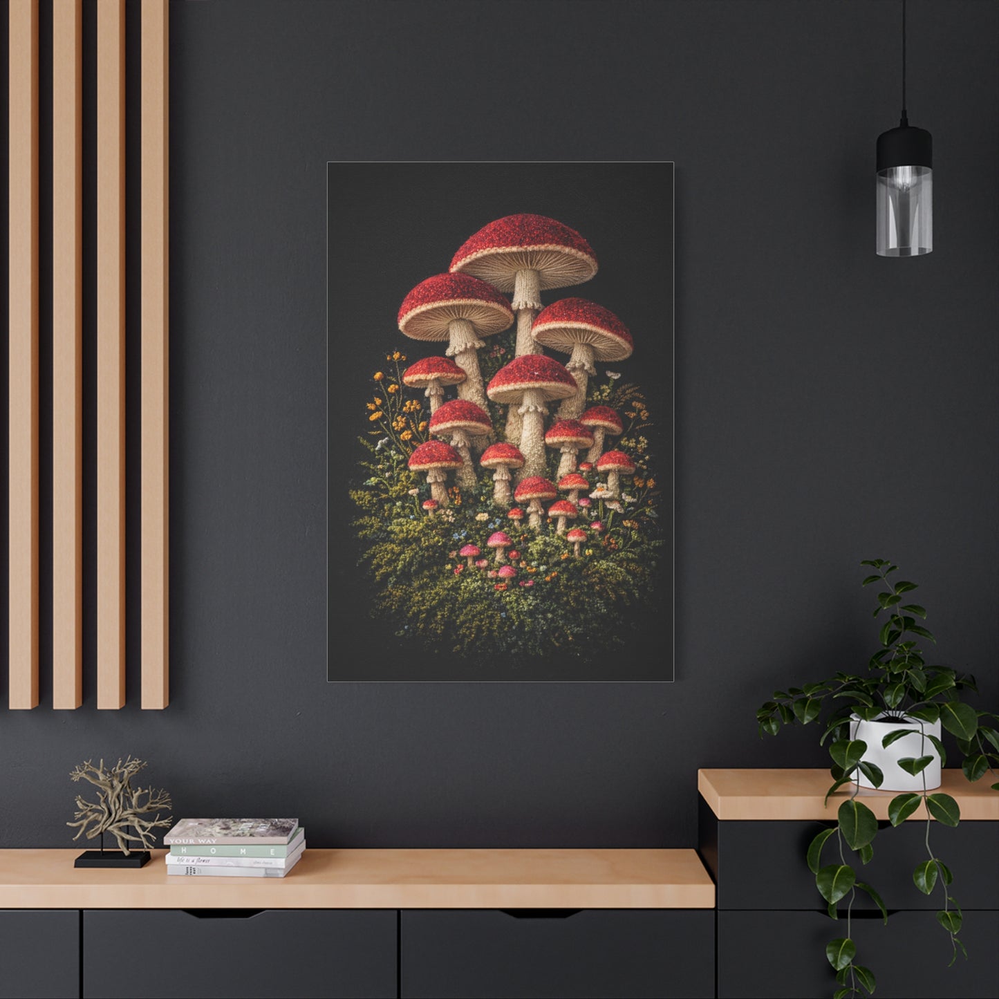 Mushroom Embroidered & Tufted Textile Art Wall Art & Canvas Print