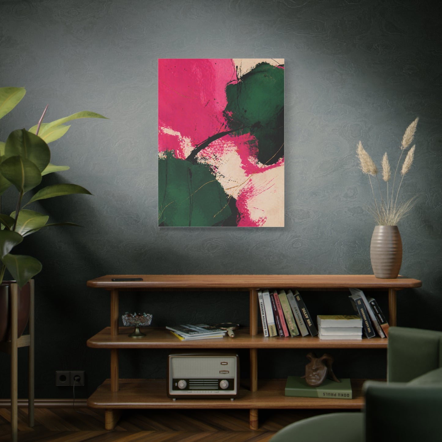 Bold Pink and Emerald Abstract Wall Art & Canvas Print