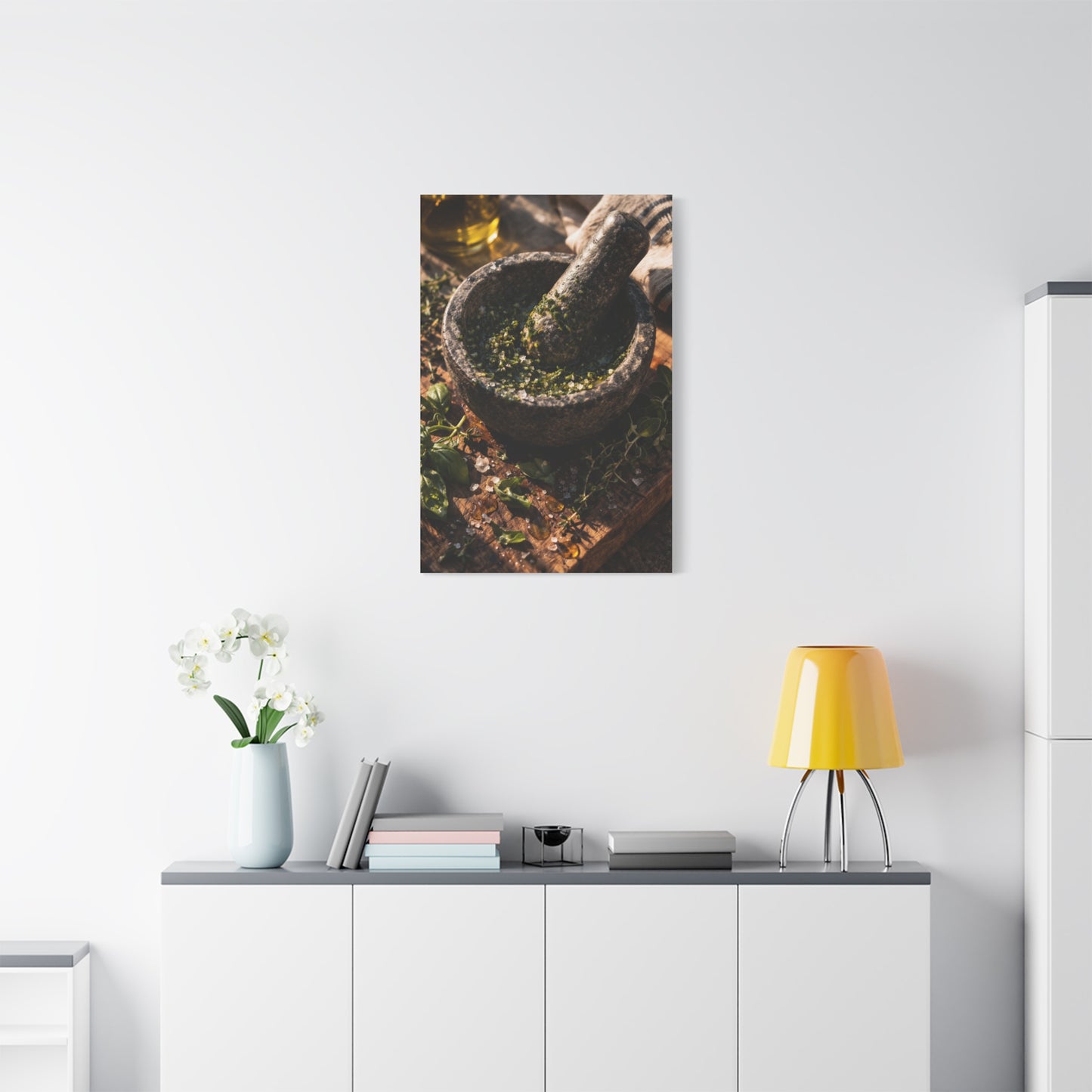 Rustic Herb Mortar and Pestle Wall Art & Canvas Print