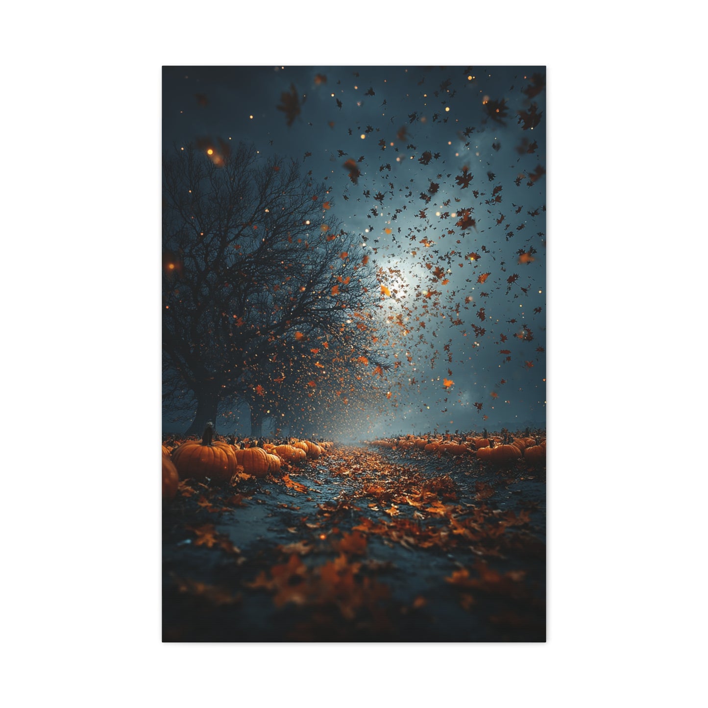 Autumn Leaf Storm Pumpkin Field Wall Art & Canvas Print