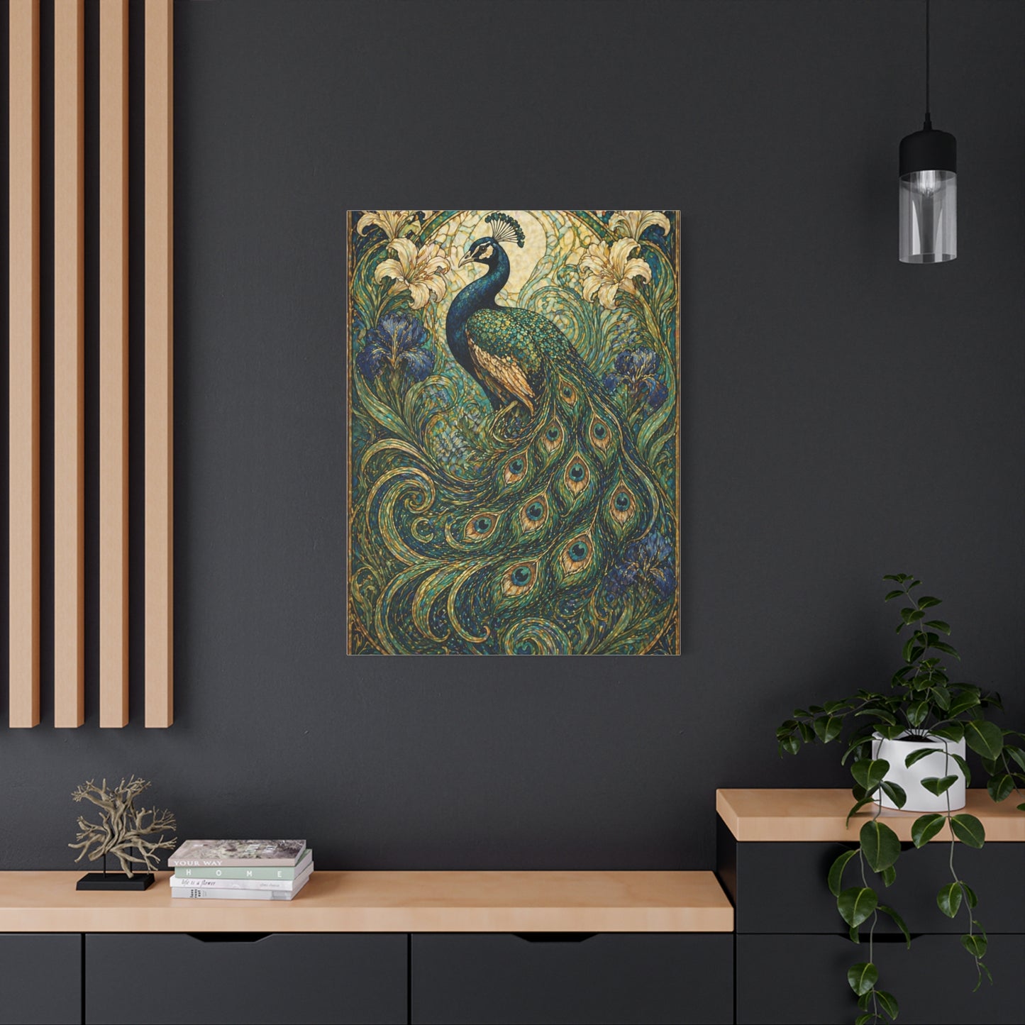 Art Nouveau Ornamental Peacock Garden Wall Art & Canvas Print