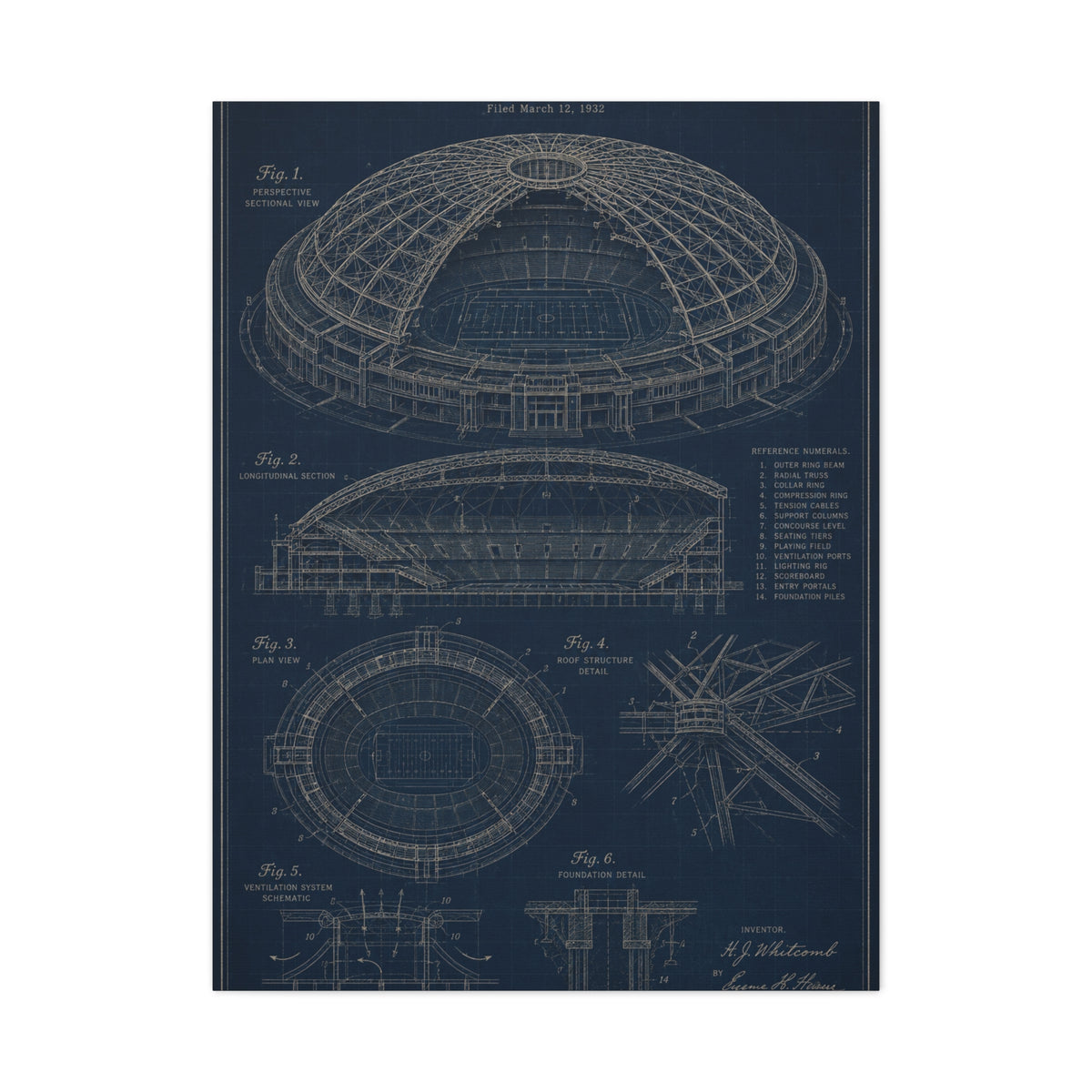 All Weather Stadium Blueprint Sports Wall Art & Canvas Print