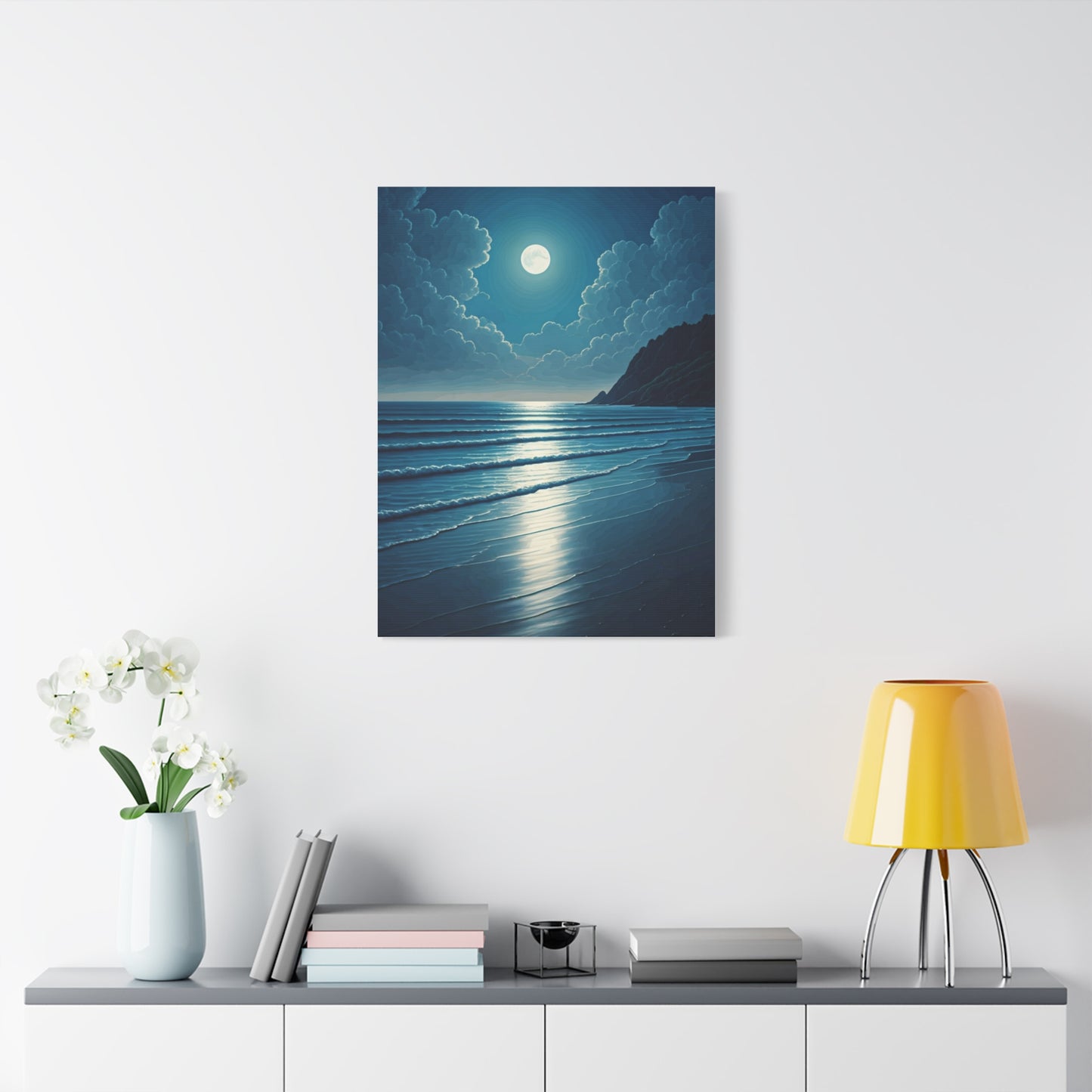 Moonlit Ocean Horizon Night Wall Art & Canvas Prints