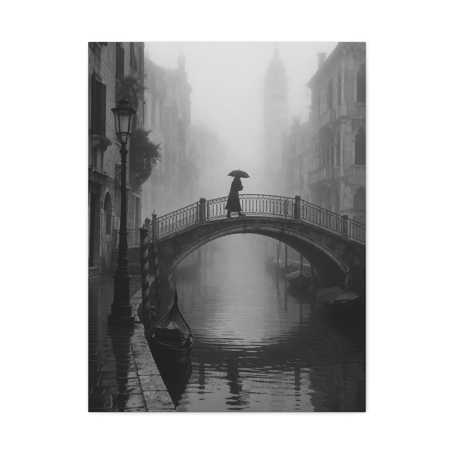 Venetian Bridge Fog Scene Wall Art & Canvas Print
