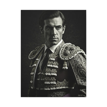 Stoic Warrior in Armor Black & White Wall Art & Canvas Prints