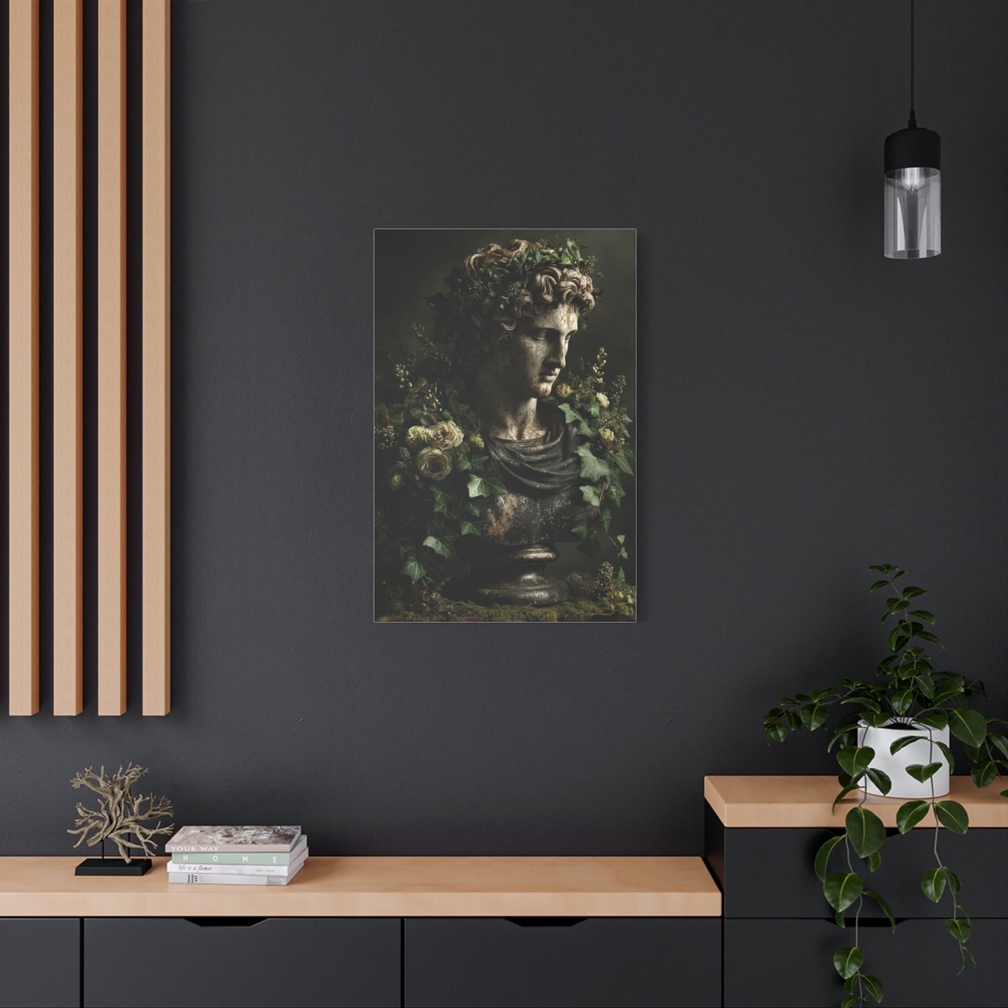 Classical Bust with Botanical Elegance Wall Art & Canvas Print