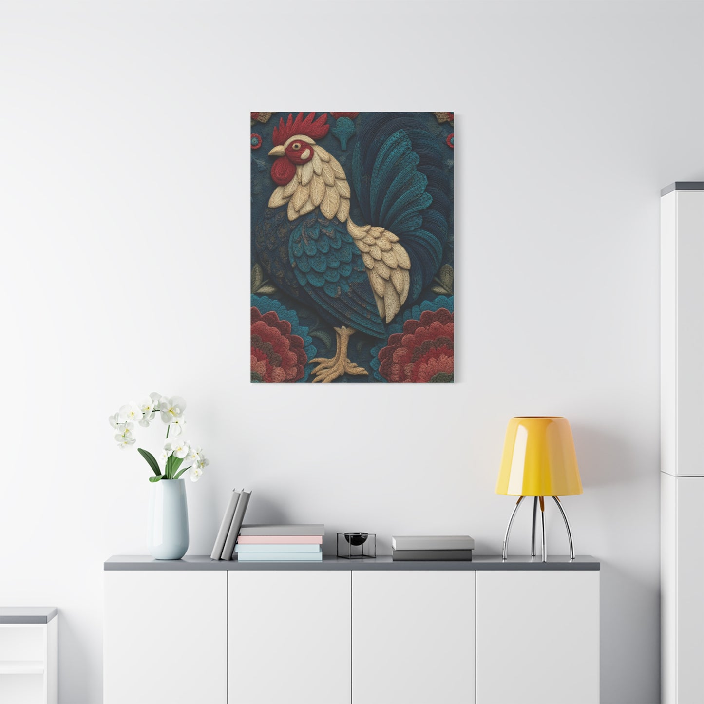 Wycinanki Rooster Folk Ornament Wall Art & Canvas Print