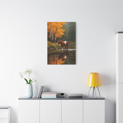 Painted Autumn Horse Landscape Wall Art & Canvas Print