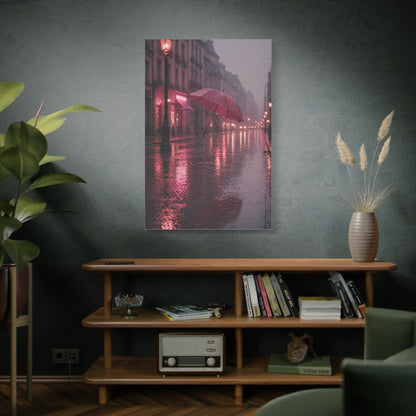Dreamy Pink Umbrella Rain Scene Wall Art & Canvas Print