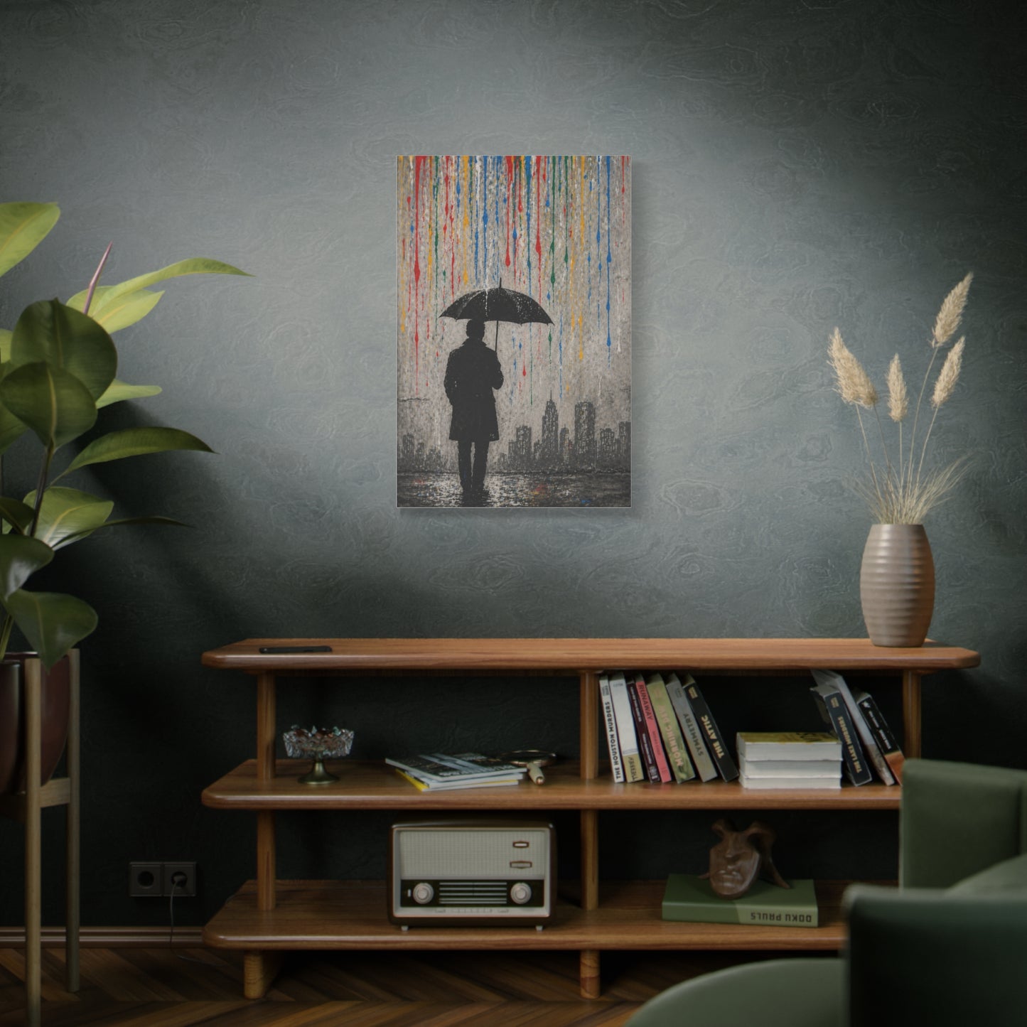 Urban Rain Umbrella Street Art Wall Art & Canvas Print