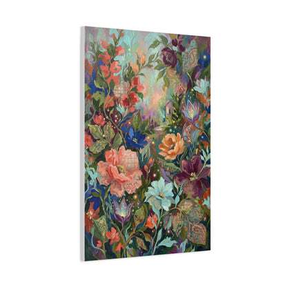 Enchanted Floral Garden & Fireflies Wall Art & Canvas Print