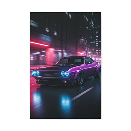 1970 Dodge Challenger Widebody Neon District Run Wall Art & Canvas Prints