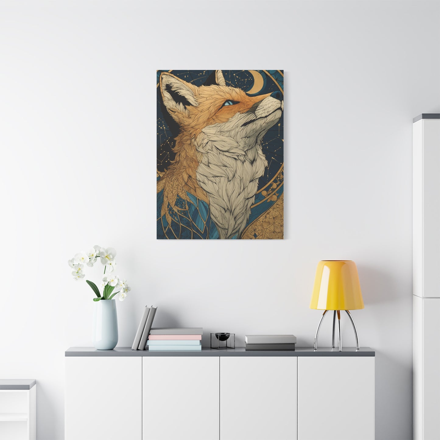 Celestial Fox Constellation Portrait Wall Art & Canvas Print